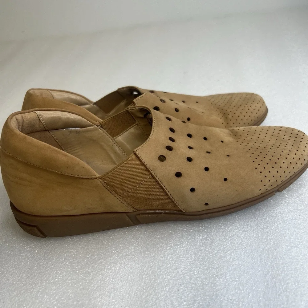 Sesto Meucci Shoes‎ Sz 7 Dana Leather Comfort Slip On Perforated Loafer Brown